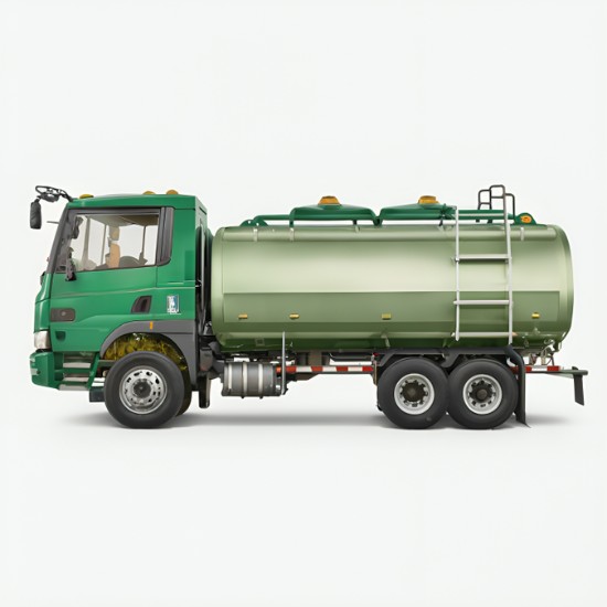 A large green Super Awan Transport saltwater tanker truck with a metal tank and pipe fittings.